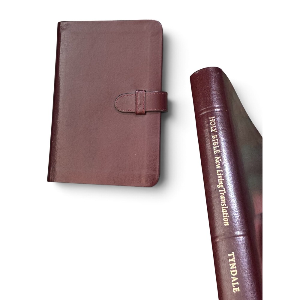 VTG Tyndale Holy Bible NLT Compact Edition Burgundy Bonded Leather Strap Closure
